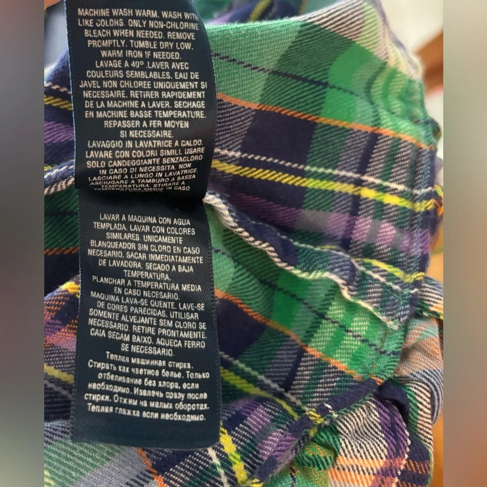 Ralph Lauren Baby Girl Blue/Green Plaid Flannel Ruffle Shirt Dress 18mon